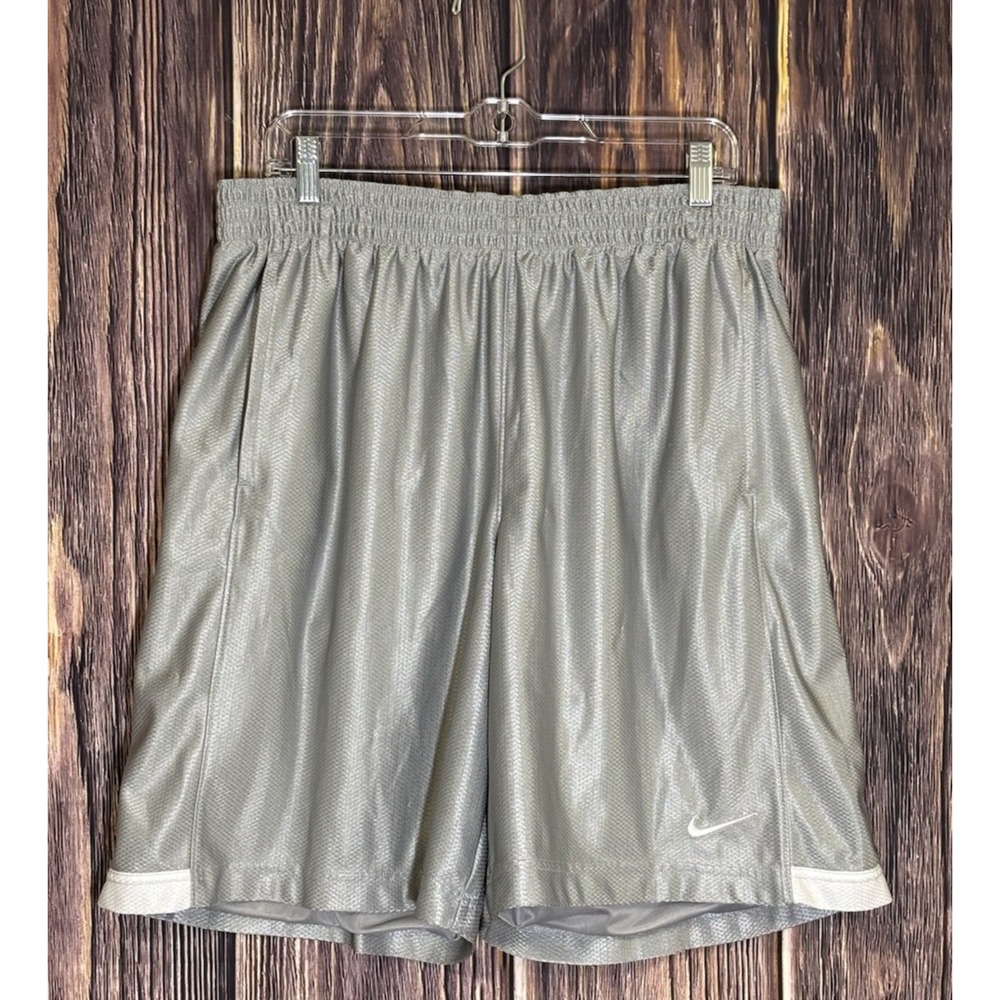 NIKE MENS GRAY  BASKETBALL SHORTS SIZE XL 480400-070 GRAY POCKETS LINED